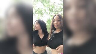 Hot latina sisters flashing big tits